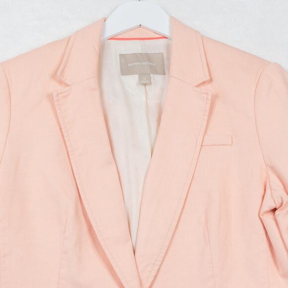 BANANA REPUBLIC‎ Linen Cotton Summer Jacket Corpcore Office Perfect Peach Sz 12 - Picture 4 of 11
